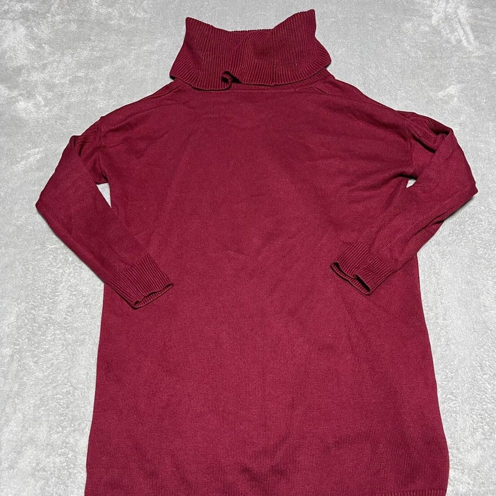 White House Black Market Sweater Womens Medium Red Cowl Neck Ribbed‎ Tunic - Picture 10 of 10